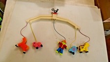 Vintage Fisher Price Baby Mobile Farm Themed Horse Pig Sheep Cow Scarecrow