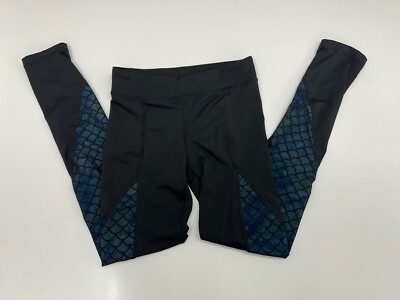 Fun Fun Childrens Girls Leggings Size Youth XL Black Mermaid Scale Mesh Pants