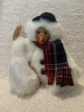 Christmas Snowman Shiver Kimbearly's Originals Bear Resin Face With Fluffy Body