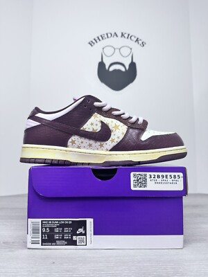 Size 9.5 Nike Supreme x Dunk OG SB QS Low Barkroot Brown DH3228