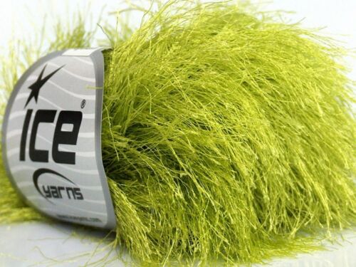 38Yd Apple Green Extra Long Eyelash Yarn #42070 Ice Luxurious New Fun Fur 50Gram - Picture 1 of 3