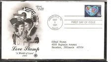 US SC # 2535 LOVE FDC. Artcraft Cachet 1