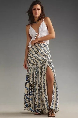 New $178 FOREVER THAT GIRL Basque-waist Maxi Skirt In Blue Women's Large - Picture 2 of 6