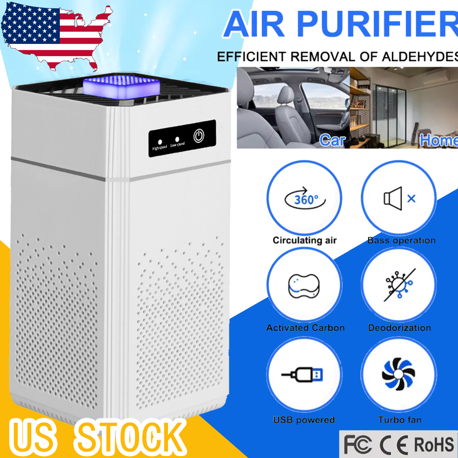 Home HEPA Air Purifier Large Room Air Cleaner for Allergies Smoke Mold Odor Dust