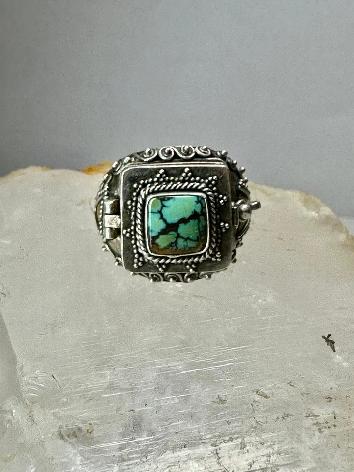 Anillo Veneno Turquesa Talla 7.75 Boho Plata de Ley Mujer Niña Foto 2 de 4