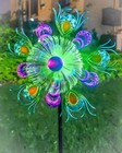 Solar Peacock Wind Spinners for Yard & Garden - 40 Inch Metal Wind Sculpture,.