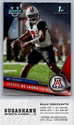 2023 Bowman Chrome U 30 Jayden De Laura 1st  Arizona  Football Card