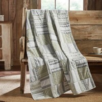 Finders Keepers Cotton Quilted Throw Blanket-Soft White,Khaki+Gray-Country-60x50