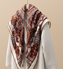 70 Cashmere 30 Silk Wrap Scarf totem Print Double Face Print Shawl 51" new