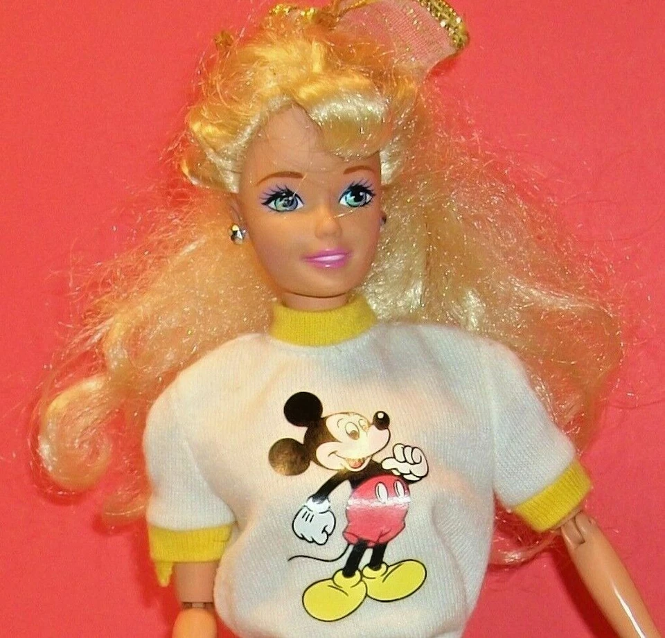 Vintage 1993 Barbie Doll in Mickey Mouse Shirt & Painted on Shoes Mattel - Image 2 of 4