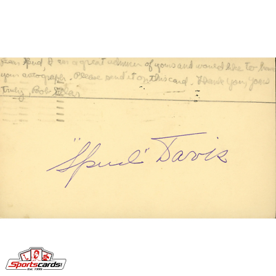 Virgil Spud Davis (d.84) Signed Auto 3x5 Index GPC Card Cardinals