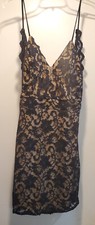 Windsor Dress Size Large Black Lace Overlay Nude Lined Womens 