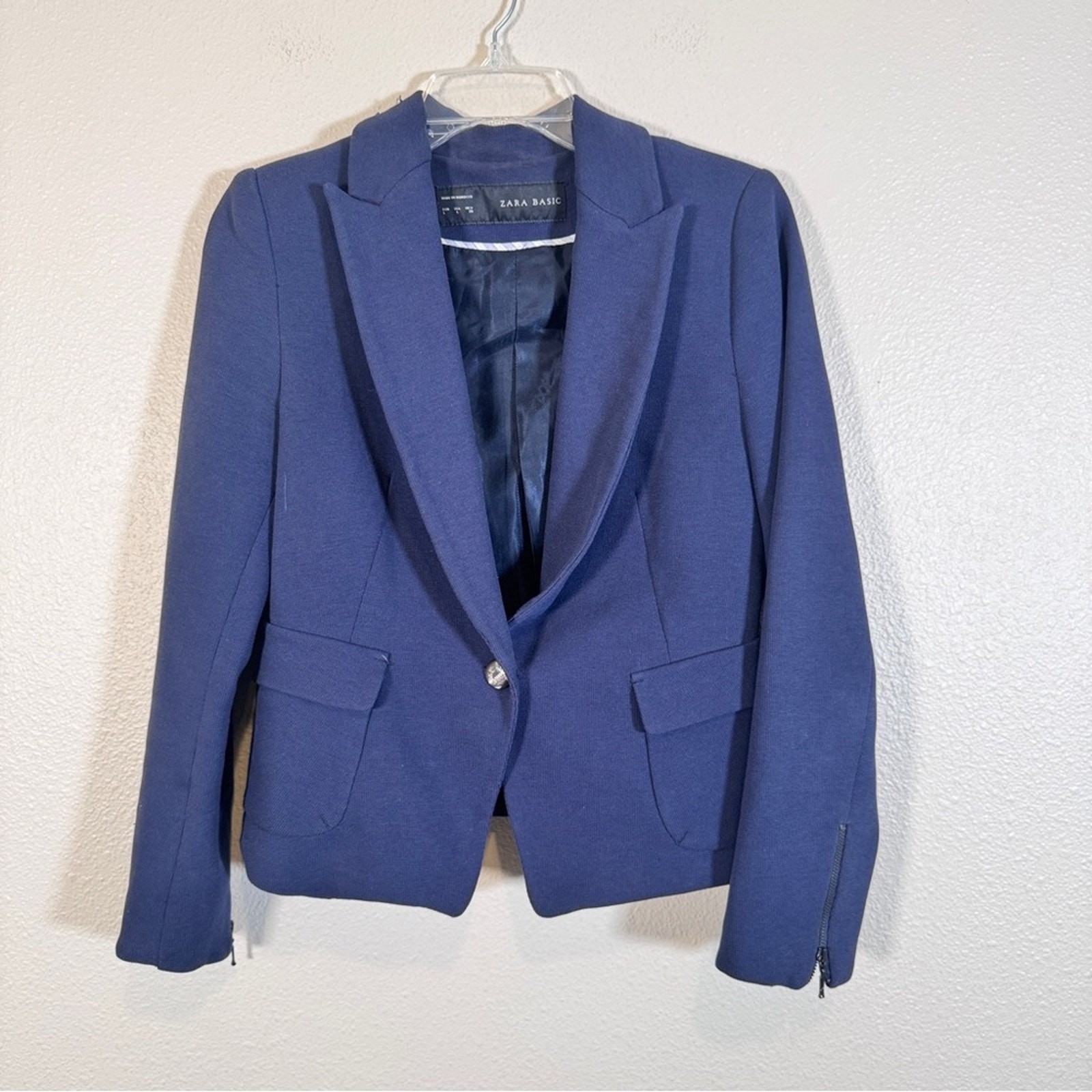 Zara Basic Navy Blue Single Button Closure Blazer… - image 7