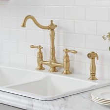 RARE DISCONTINUED Glacier Bay Lyndhurst Kitchen Faucet Matte Gold Side Sprayer