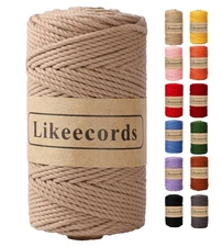 Cotton Macrame Cord 3mm x 100m 3 Strand Twisted Macrame Rope Macrame String C...