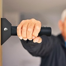 Flip up Grab Bars for Elderly for Wall, 6 inch Folding Doorway Assist Black