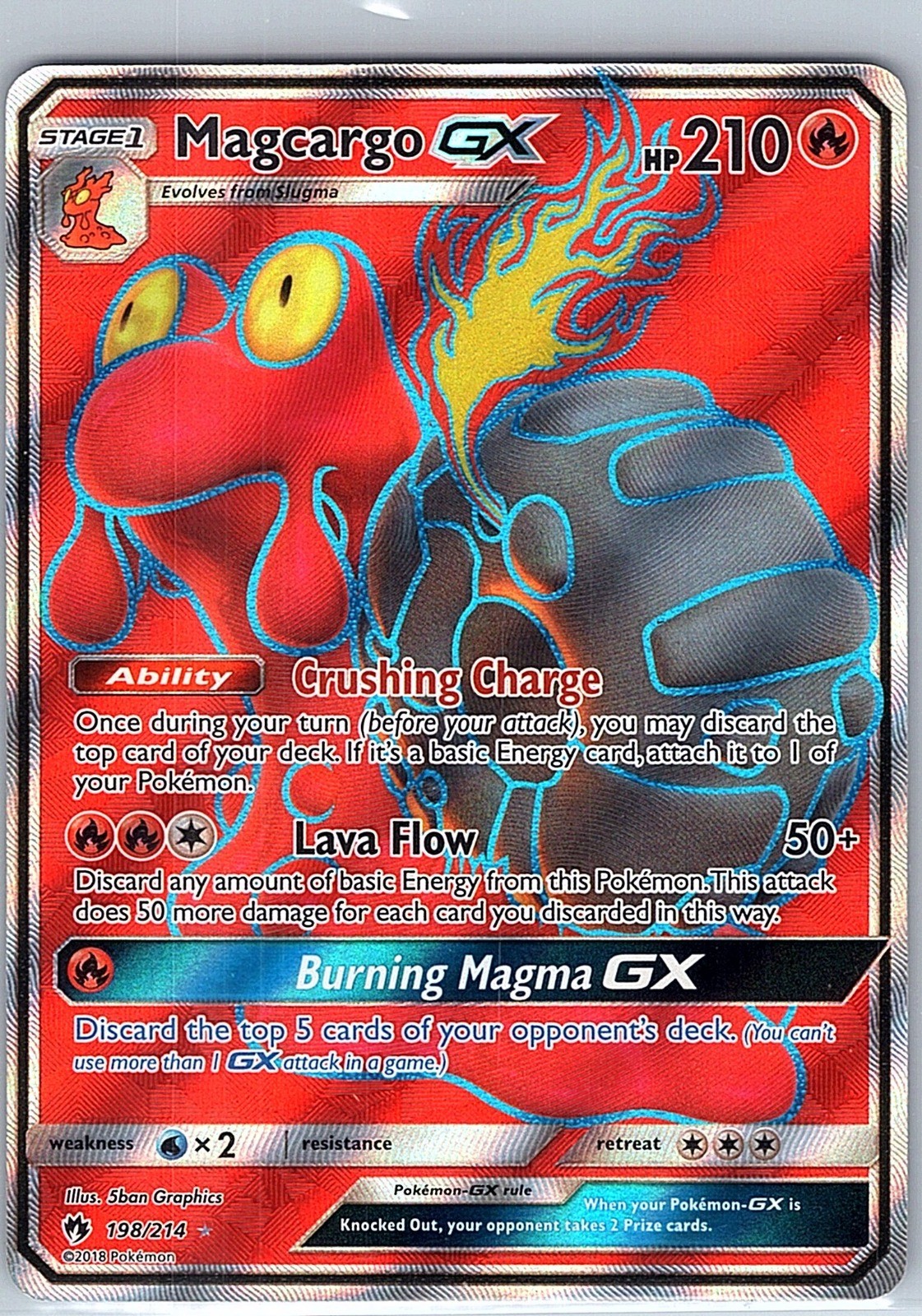 Magcargo GX (Full Art) Holo Rare SM - Lost Thunder 198/214 NM