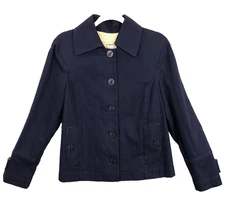 L. L. Bean Nautical Short Canvas Jacket Blue Womens Size Medium Pockets Preppy