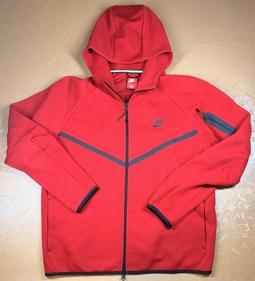 Nike Mens Tech Fleece FULL ZIP HOODIE WINDRUNNER GYM RED HV0949-687 Size XL