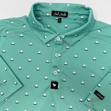 Bad Birdie Men's XL Golf Polo Green White Polka Dot Short Sleeve Performance
