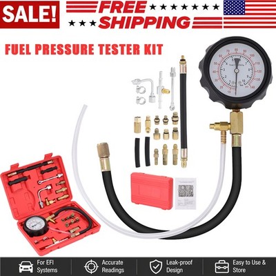 Fuel Pressure Tester 0-140PSI Gauge Gas Car Fuel Pump Rail Injector Test Tool