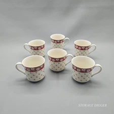Vintage Set of 6 Charlton Hall by Kobe Porcelain Christmas Tea Coffee Cup, Japan