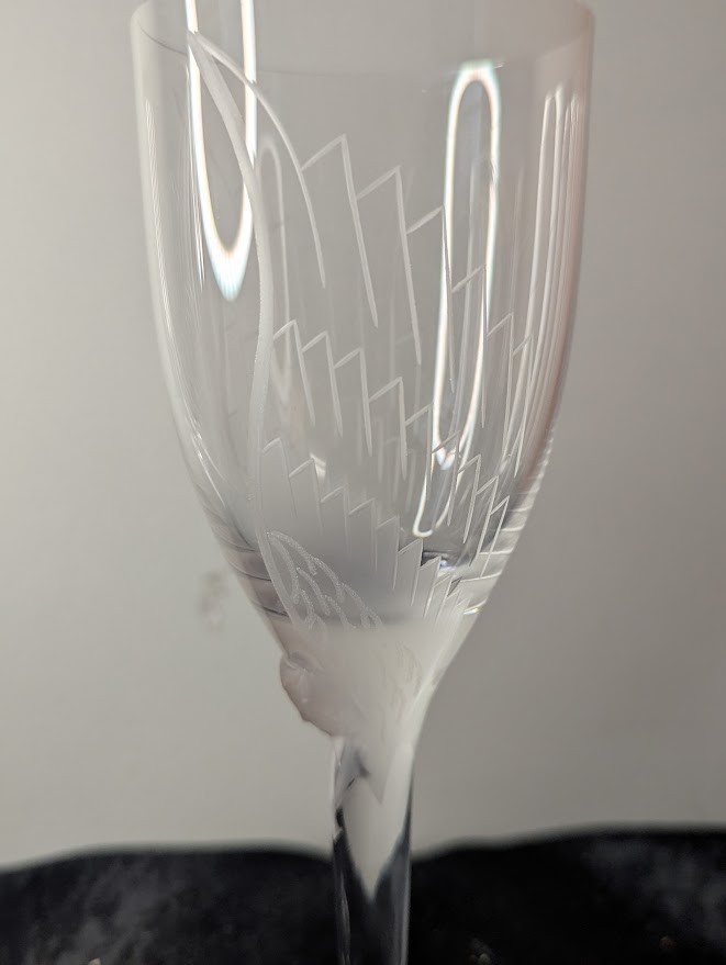 Lalique Angel Champagne Flutes Pair "Ange de Reims" (Angel Wings) #13645