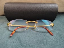 RARE Vintage Cartier C Décor Gold Rimless Ey...