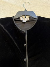 CASUAL CORNER BLACK VELVET BLAZER Jacket Button Up Silk Trim Vintage XS