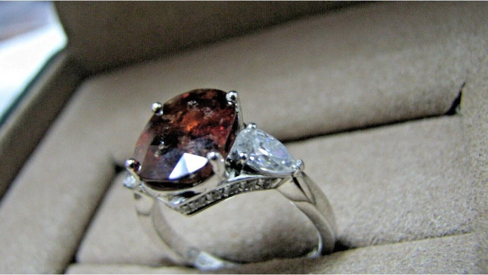 GIA Cert, натуральный неотапливаемый сапфир ~ 5,20 карат общий набор в платине размер 6,5 кольцо  - Изображение 2 из 4