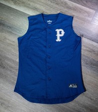 Russell Athletic Jersey Mens Large Blue Sleeveless Button Baseball Tank 17