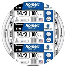 Romex Brand Simpull Solid Indoor 14/2 W/G NMB Cable 100ft Coil Workshop Home New