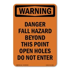 Danger Fall Hazard Beyond This ANSI Warning Sign Metal Plastic Decal