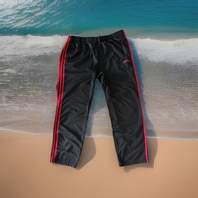 ADIDAS ORIGINALS SIGNATURE POLYESTER JOGGER/SWEATPANTS BLACK/RED MENS SIZE XXL