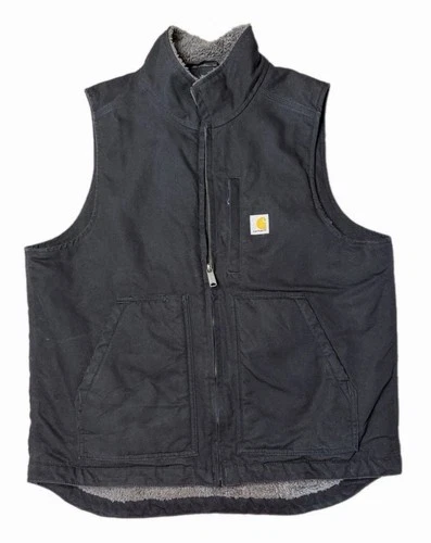 Carhartt Loose Fit Washed Duck Sherpa Lined Neck Vest Black Size L 104277-126 - product listing photo