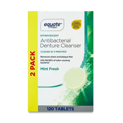Equate Mint Fresh Antibacterial Denture Cleanser Tablets Twin Pack 2. 240 total