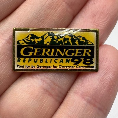 Vintage Geringer Republican  98 Campaign Enamel Lapel Pin Wyoming Jim