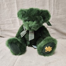 RUSS Irish Teddy Bear DUBLIN St Patricks Day Green Plush Bow Shamrock Corduroy