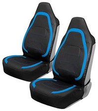 Blue Faux Leather Car Seat Covers for Front Seats   Premium High Back