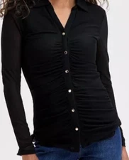 I.N.C. International ConceptsWomen's Long-Sleeve Mesh Button Up Top Small W/tags