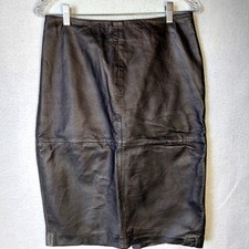 Vintage Spiegel Leather Skirt Size 10 Black Flaws 