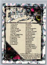 1992 Comic Images The Silver Surfer #72 Checklist” Foil Card