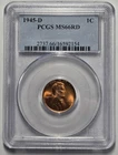 1945-D LINCOLN WHEAT CENT (1C) PCGS MS 66 RD Certified Coin