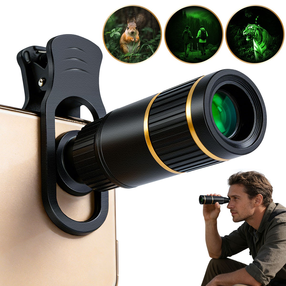 22X25 Zoom Optical HD Lens Monocular Telescope w/ Phone Mount For