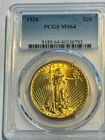 1928 US Gold $20 Saint-Gaudens Double Eagle - PCGS MS64!!!