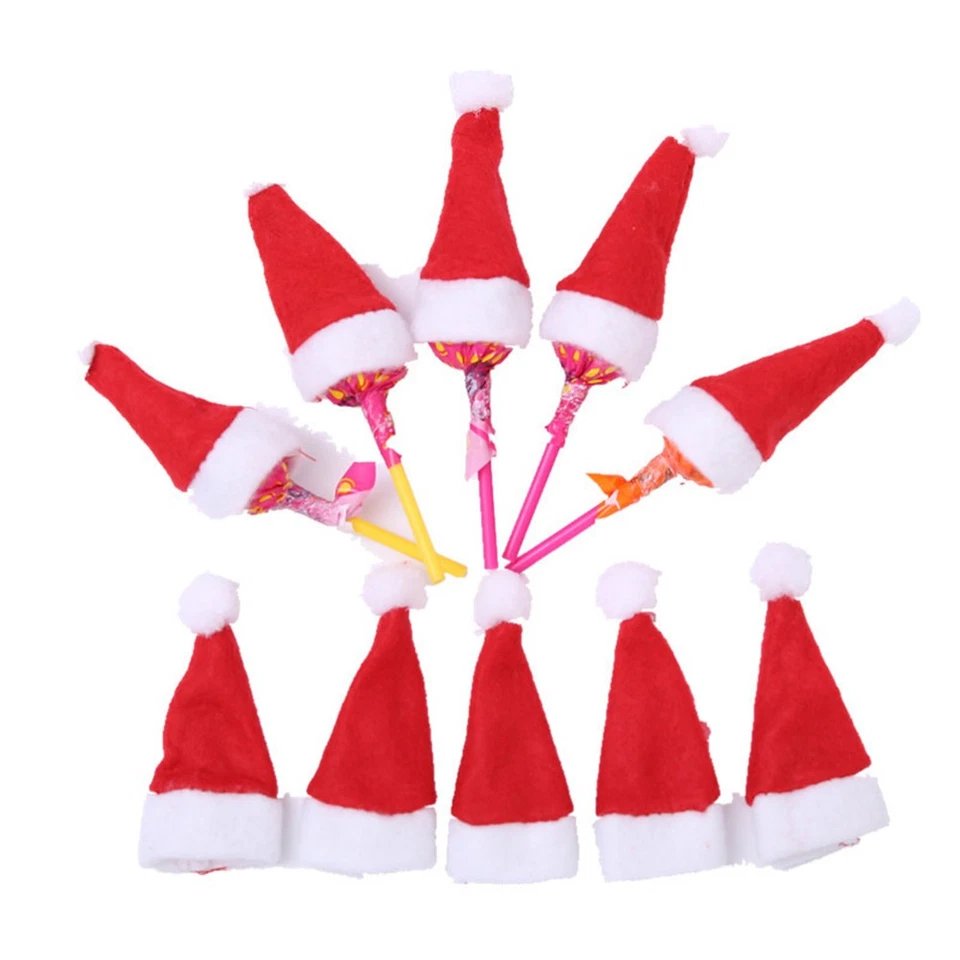 10Pcs Christmas Ornaments Red Reusable Santa Hat Pendant for Tree Decoration - Image 1 of 4