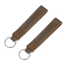 2Pcs Genuine Leather Keychain, 4In Vintage Patch Key Chain Blanks Brown