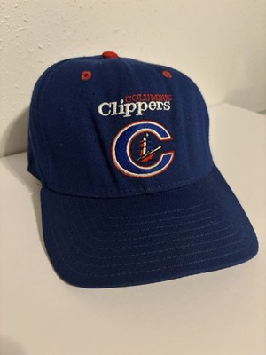 Vintage Columbus Clippers DeLong Snapback Hat Cap Wool 90s MiLB Baseball Blue