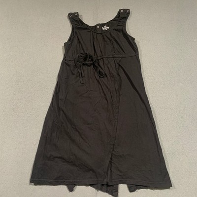 Baby Be Mine Maternity Nursing Gown Black Cotton Sleeveless S/M Snap Back Tie