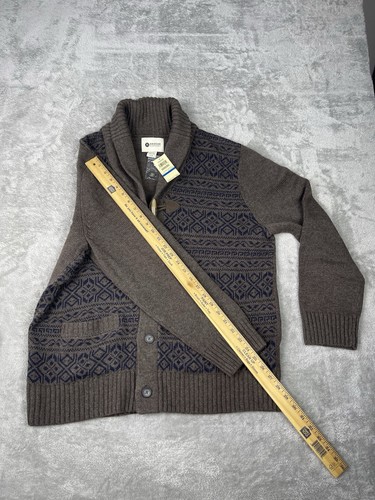 Haggar Cardigan Men's XL Wool Blend Fair isle Toggle Long Sleeve Brown, NWT - Picture 6 of 15
